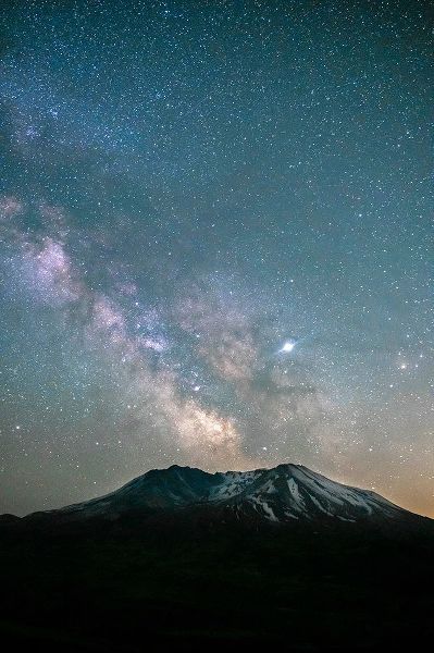 The Milky Way rising above Mt St Helens-an active stratovolcano in Washington State-USA